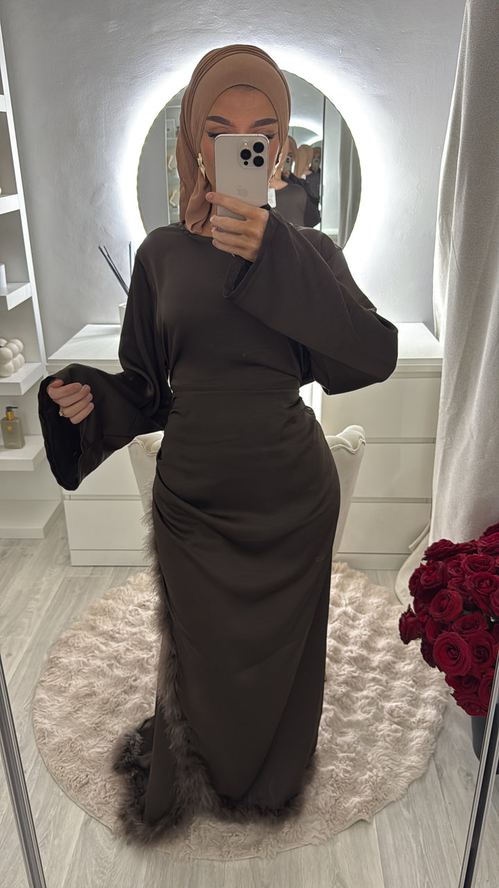 robe à plume marron