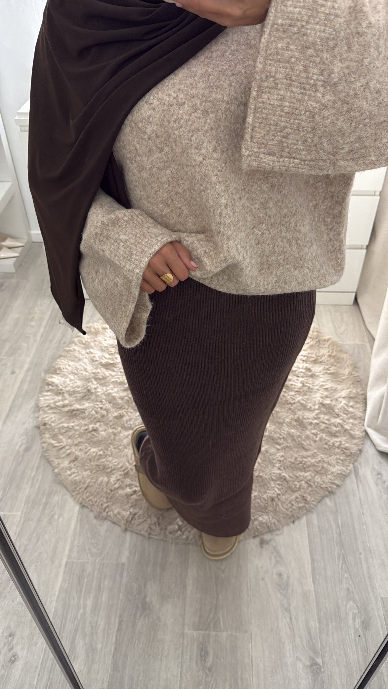 Jupe en maille Marron