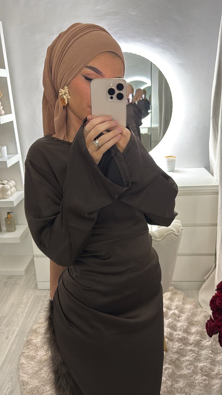 robe à plume marron