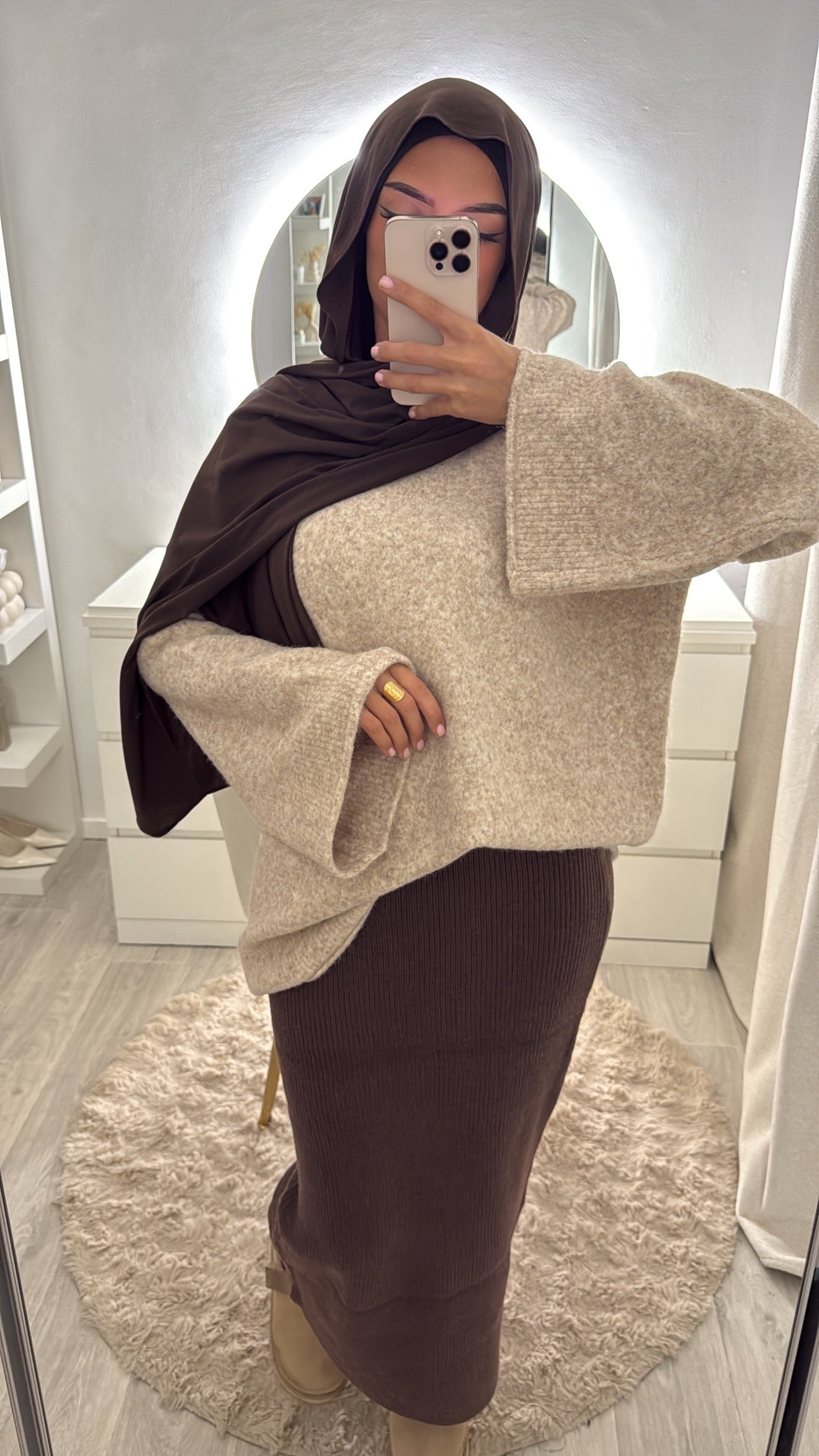 Jupe en maille Marron