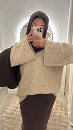 Jupe en maille Marron