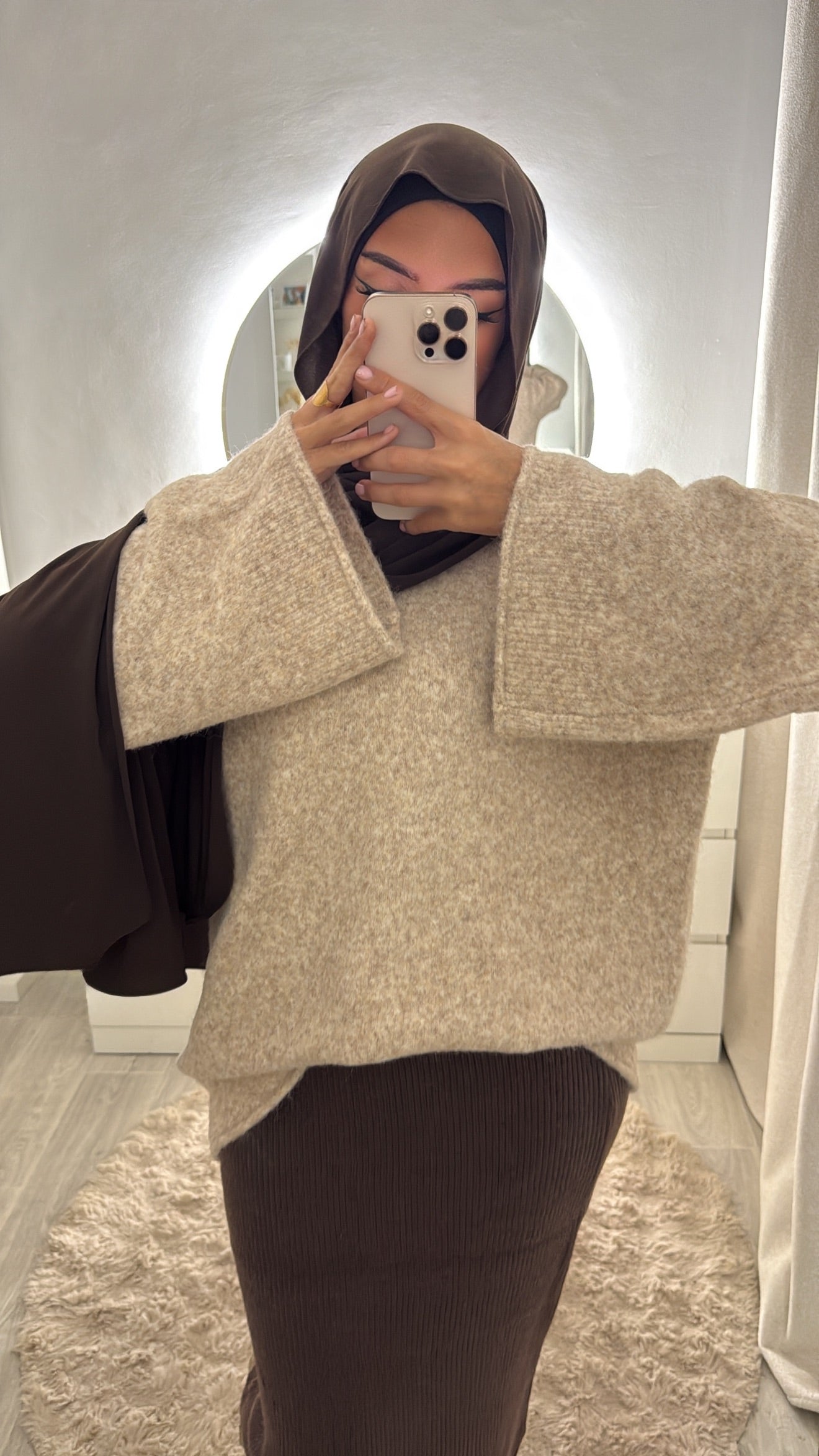 Jupe en maille Marron