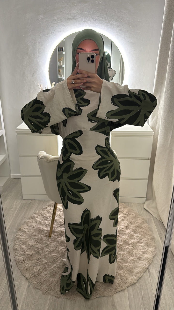 robe flora verte