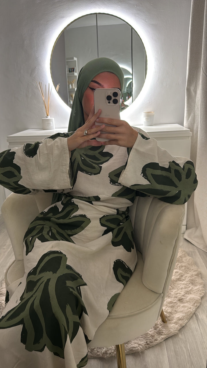 robe flora verte