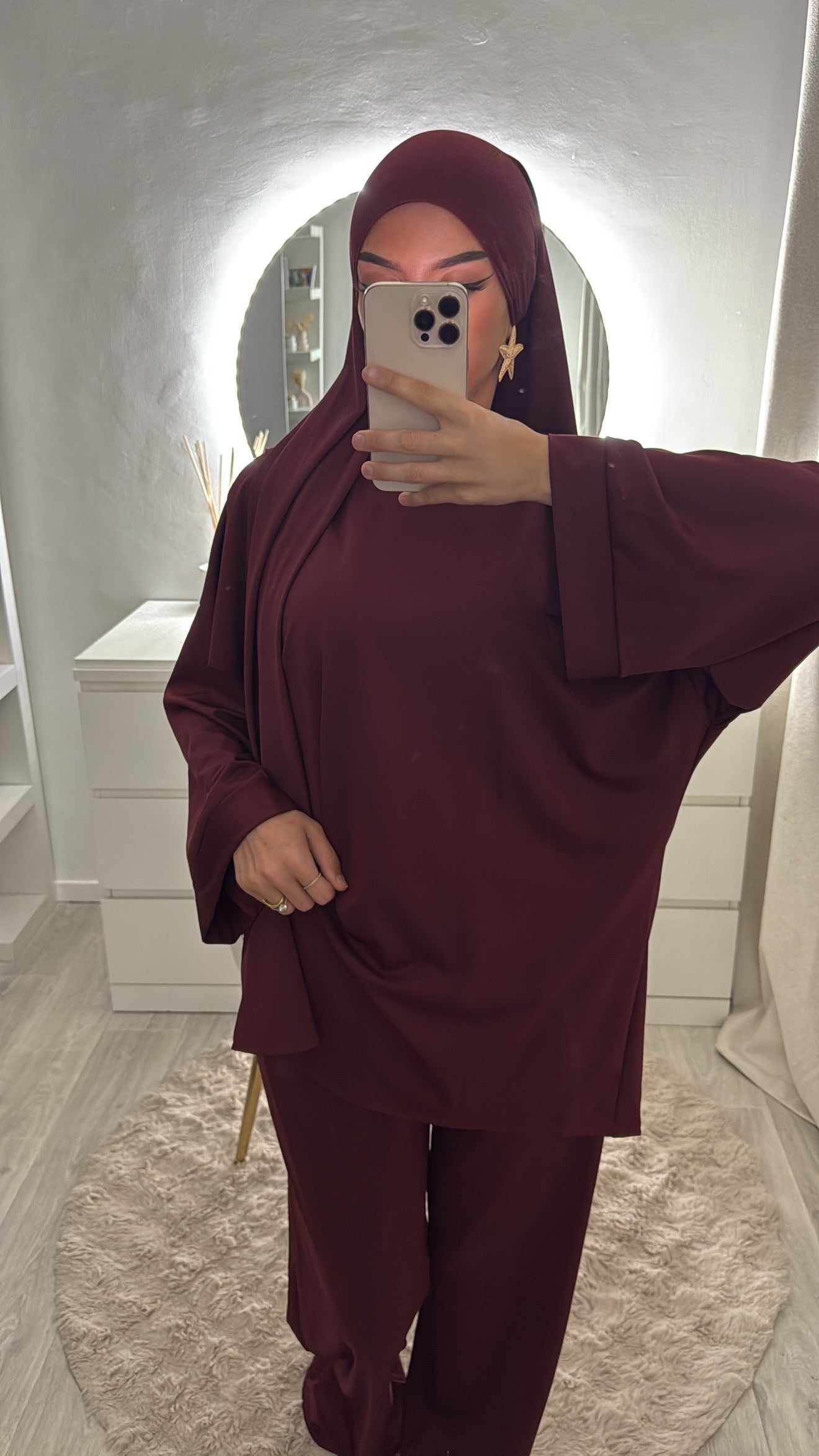 Burkini 3 pièces bordeau