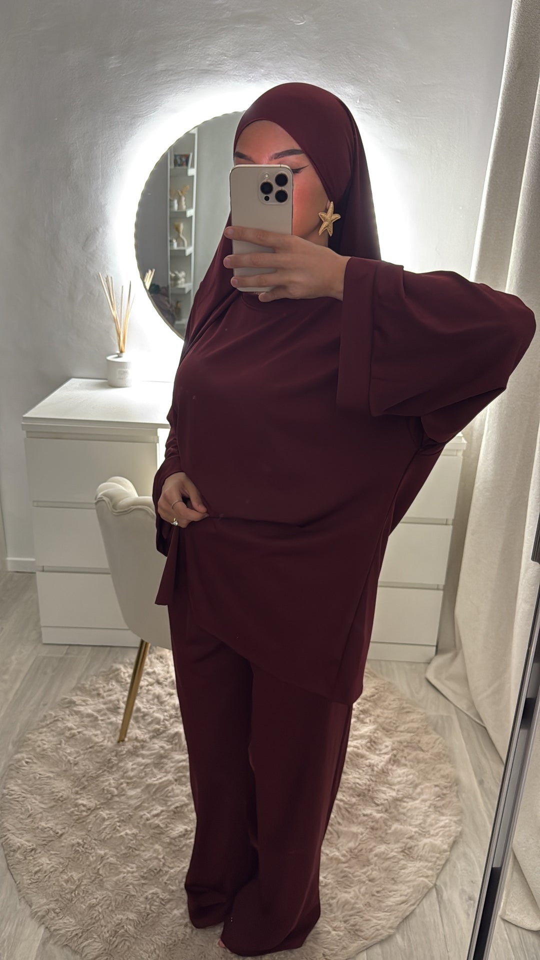 Burkini 3 pièces bordeau