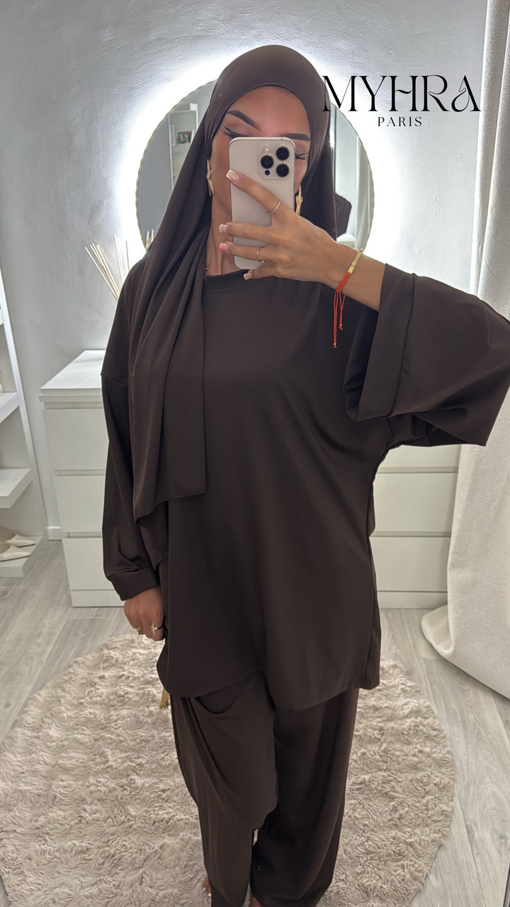 burkini 3 pièces marron